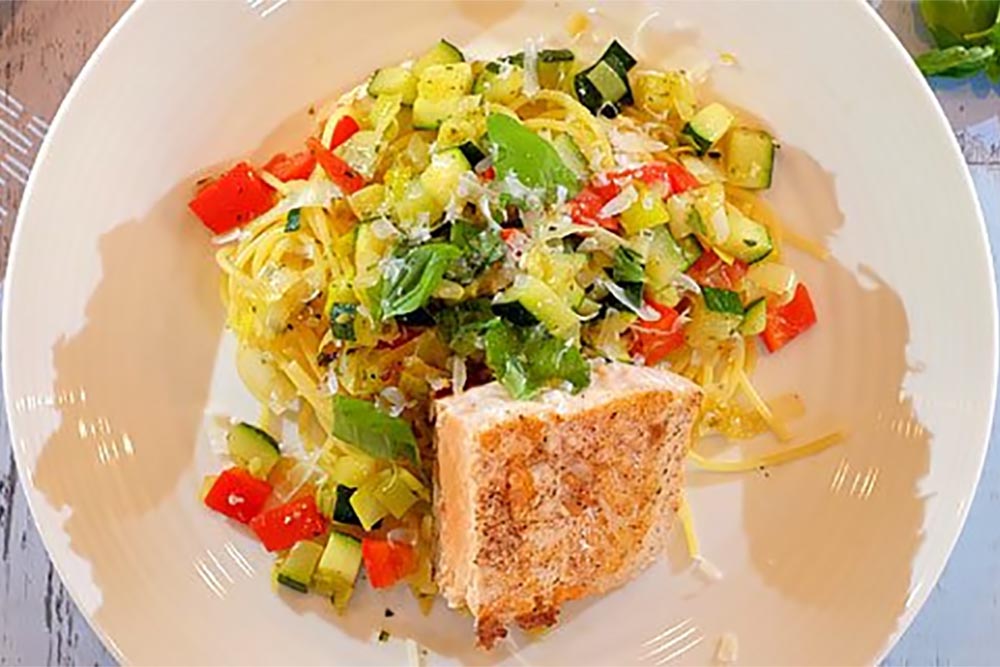Zalm met Pasta en groente